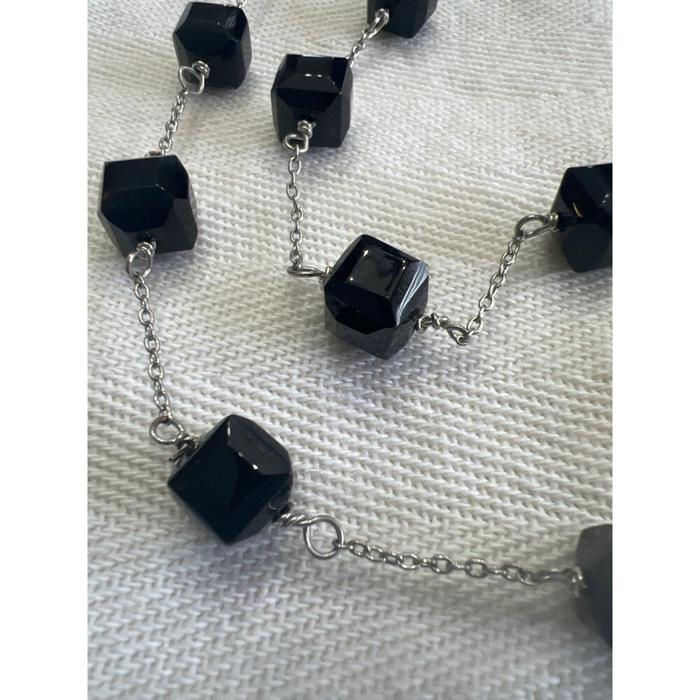 Banana Republic Long Black Cube Bead Chain Necklace | 38.5" Opera Length BR
